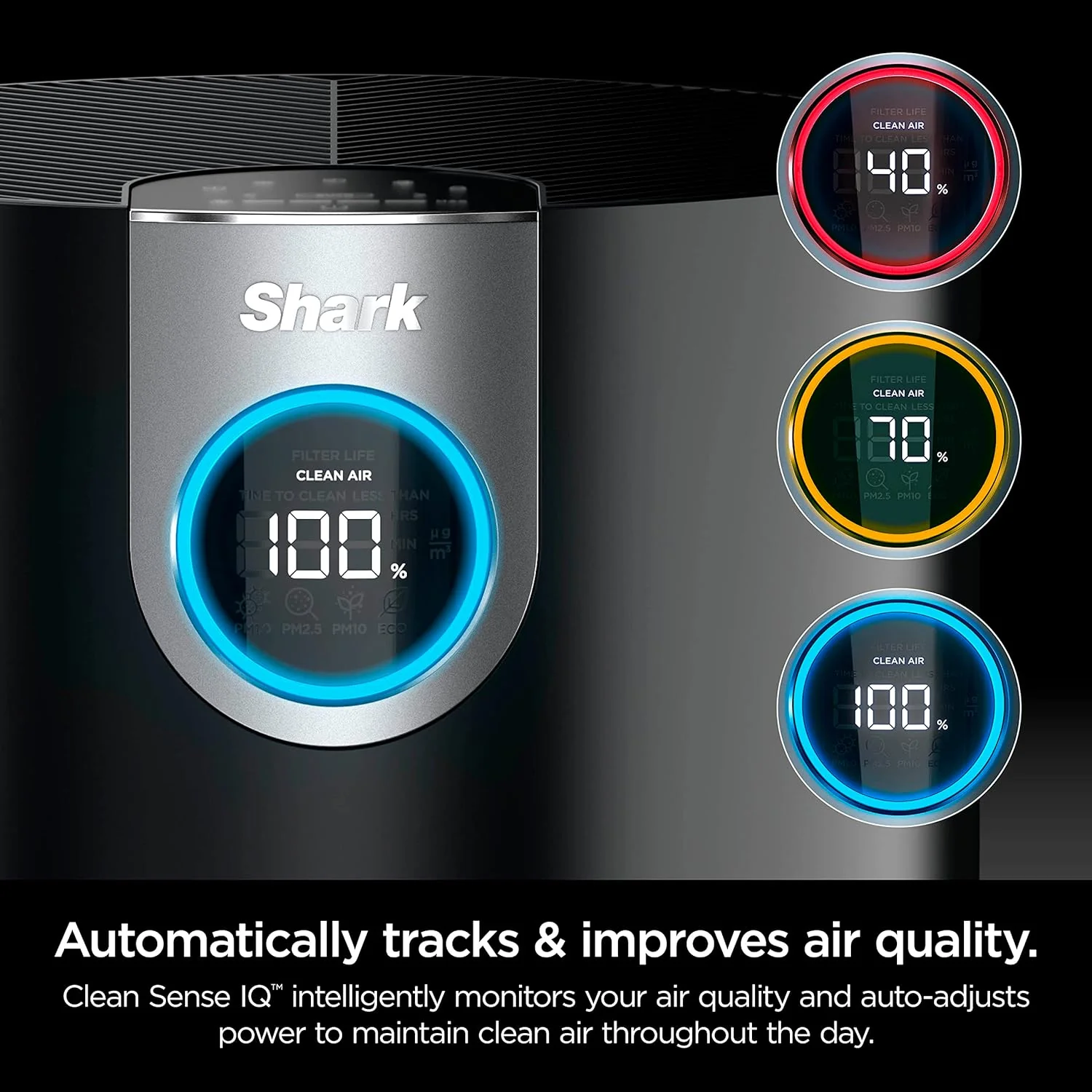 Shark Air Purifier MAX with NanoSeal HEPA, Cleansense IQ, Odor Lock, Cleans up to 1200 Sq. Ft. and 99.98% of particles, dust, allergens, smoke, 0.1?€?0.2 microns, Grey, HP202 - Image 2