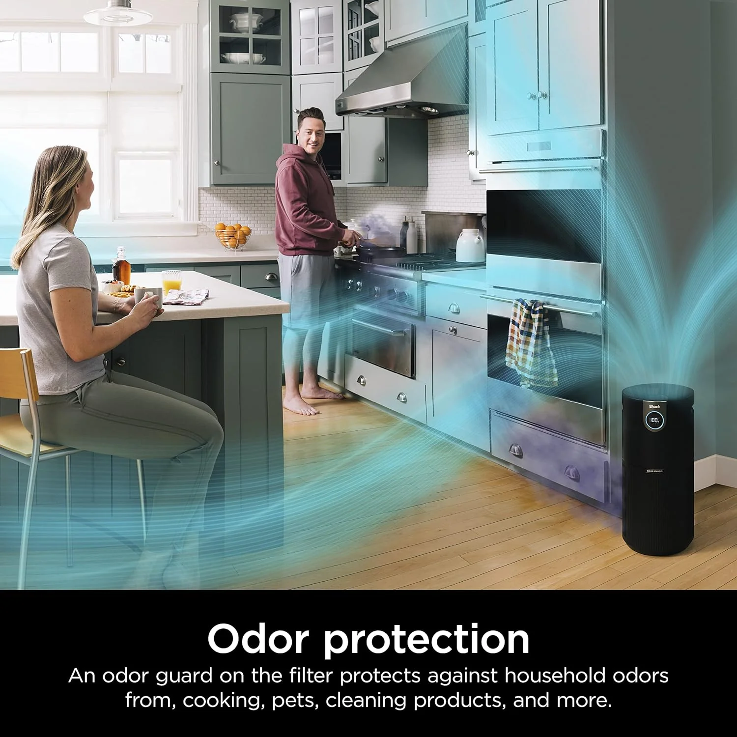 Shark Air Purifier MAX with NanoSeal HEPA, Cleansense IQ, Odor Lock, Cleans up to 1200 Sq. Ft. and 99.98% of particles, dust, allergens, smoke, 0.1?€?0.2 microns, Grey, HP202 - Image 9