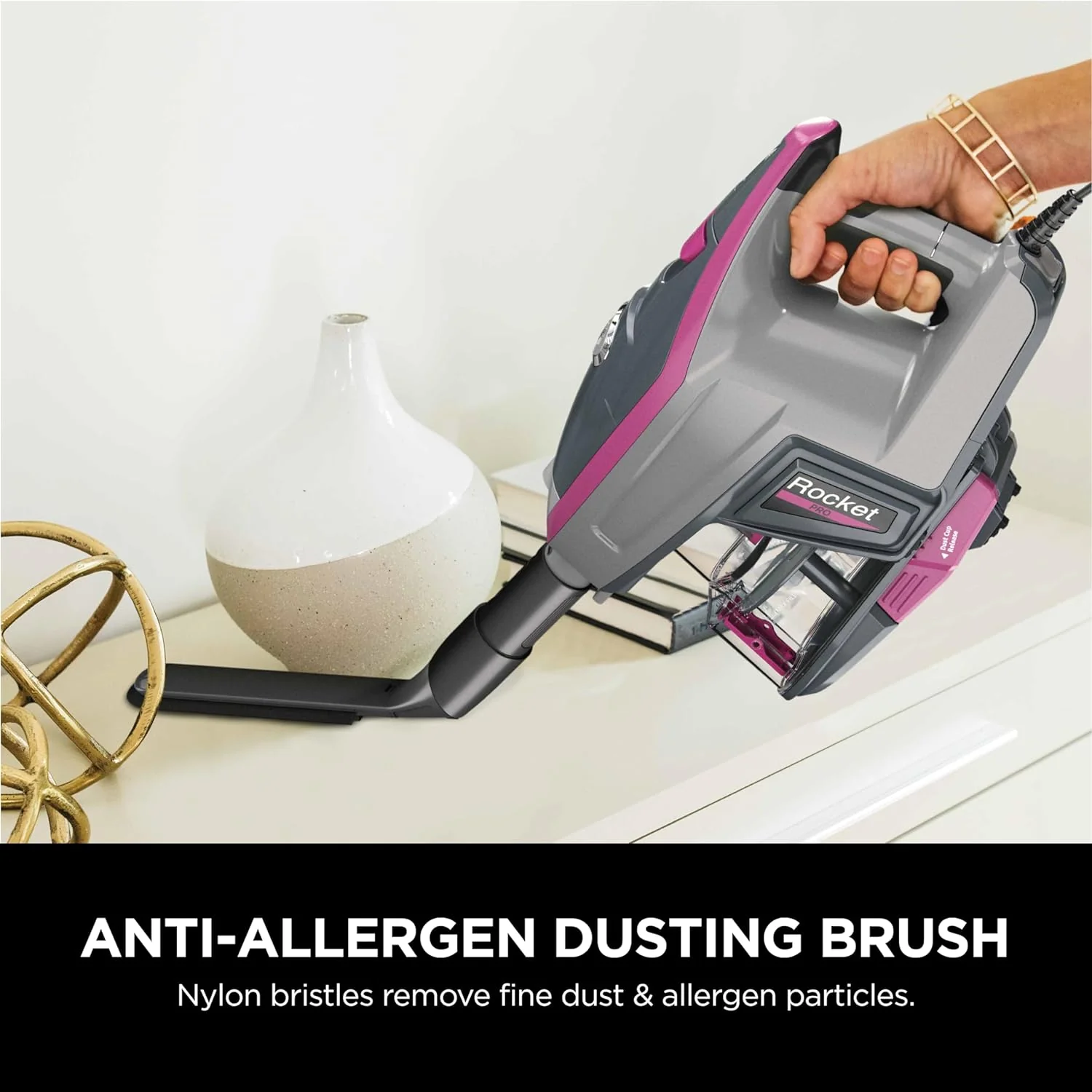 Shark HV371 Rocket Pro DLX Corded Stick, Removable Hand Vacuum, Advanced Swivel Steering, XL Cup, Crevice Tool, Upholstery Tool & Anti-Allergen Dust Brush BLACK - Image 9