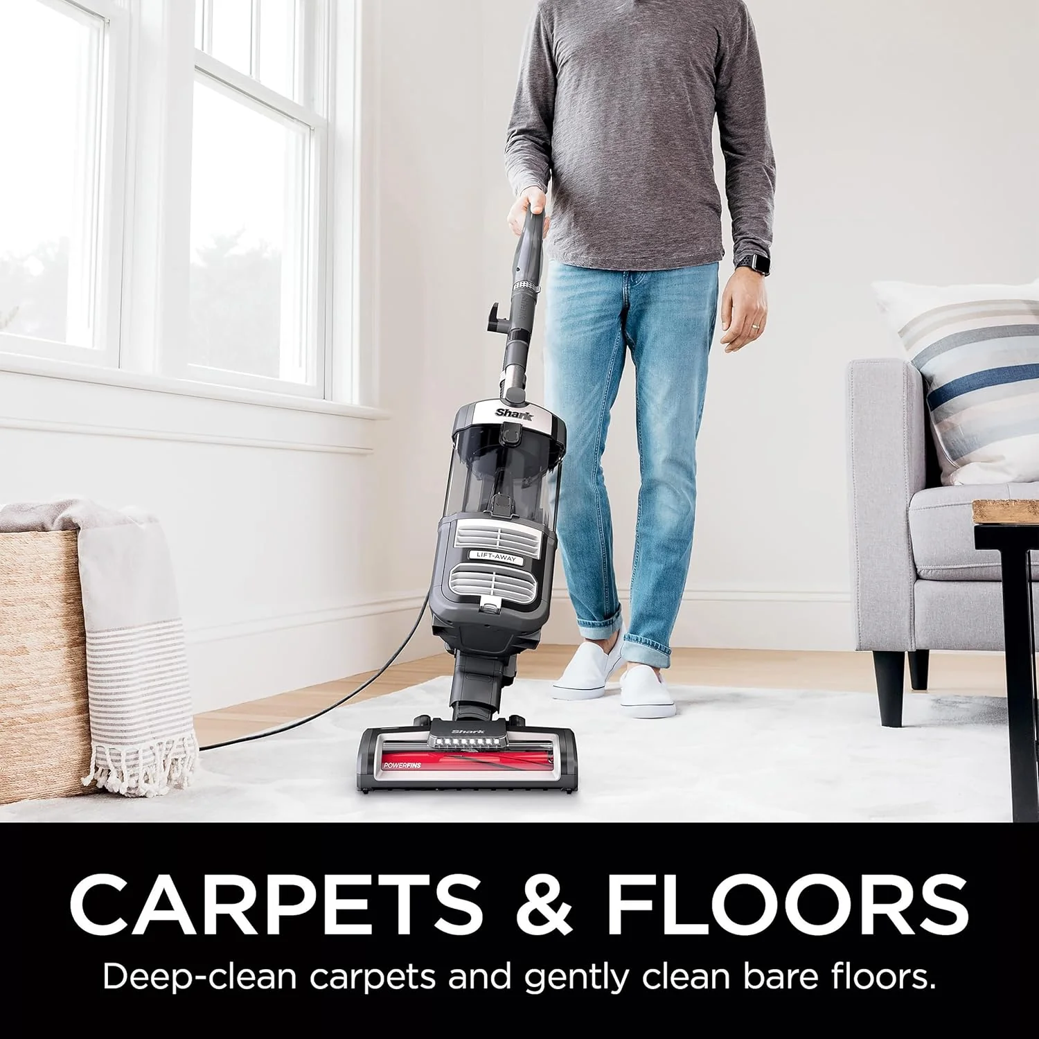 Shark UV730 Navigator Lift-Away Upright Vacuum, PowerFins HairPro Self-Cleaning Brushroll, HEPA Filter with Anti-Allergen Technology, LED Headlights, Swivel Steering - Image 2