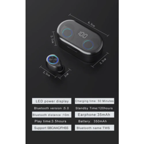 TW80 Air True-Wireless Earphones, Bluetooth, Stereo HiFi Sound, Touch Control, and Secure Fit - Black - Image 4