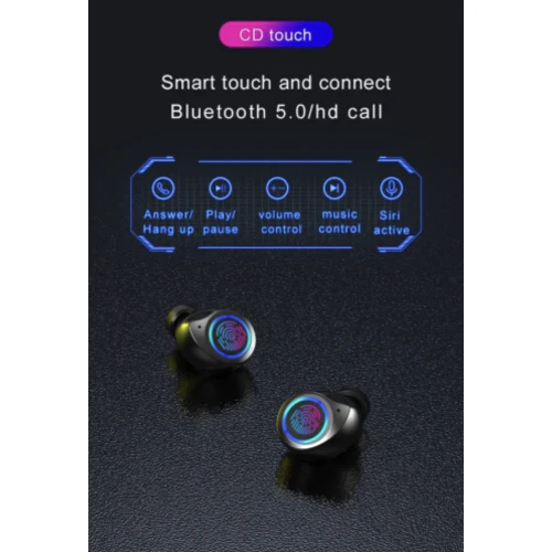 TW80 Air True-Wireless Earphones, Bluetooth, Stereo HiFi Sound, Touch Control, and Secure Fit - Black - Image 8