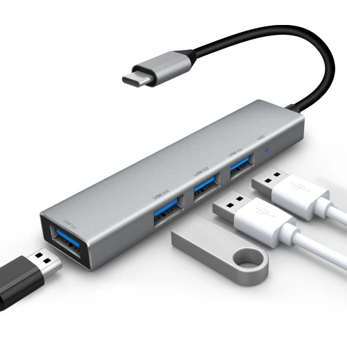 USB-C Type C to USB 3.0 4 Port Hub Adapter USB-C Aluminum Slim Thunderbolt USB - Image 2