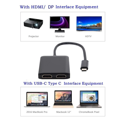 USB-C USB 3.1 Type C To Dual HDMI Converter Adapter Cable Mirror Extend Monitor - Image 8