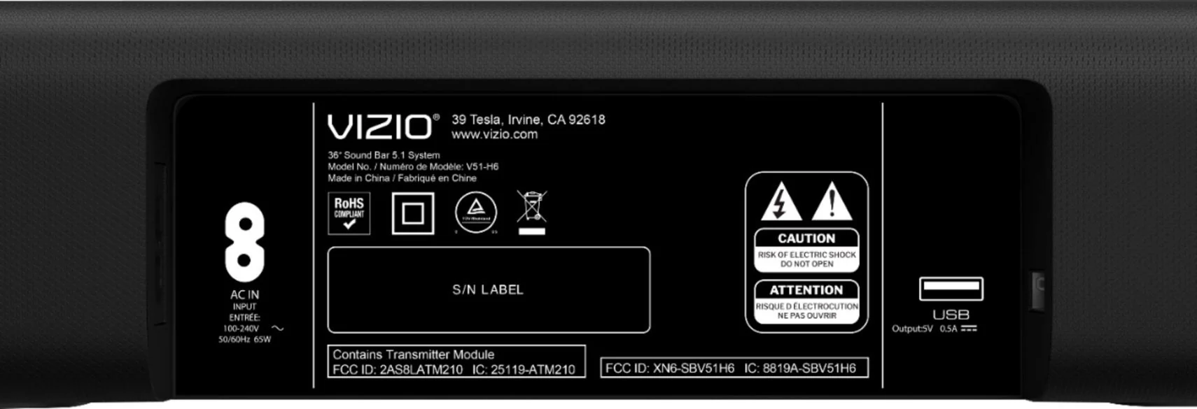 VIZIO - 5.1-Channel V-Series V51-H6 Soundbar with Wireless Subwoofer and Dolby Audio 5.1/DTS Virtual:X - Image 3